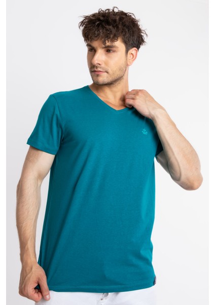Erkek/ V-Yaka T-Shirt Veralpes - Göl Yeşili fiyatları