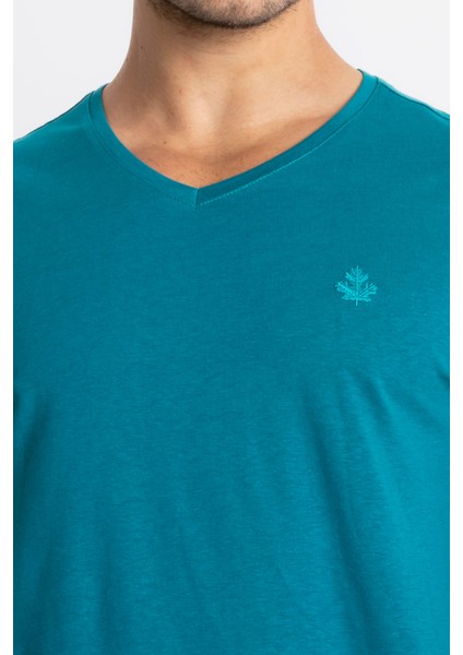 Erkek/ V-Yaka T-Shirt Veralpes - Göl Yeşili fırsatları