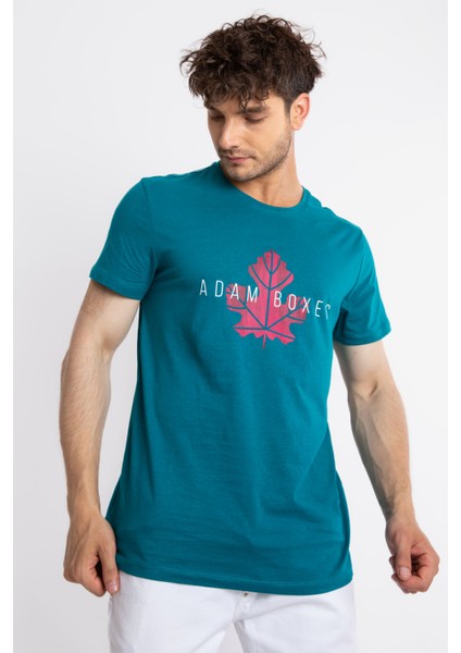 Erkek/ Baskılı O-Yaka T-Shirt Anillo - Göl Yeşili