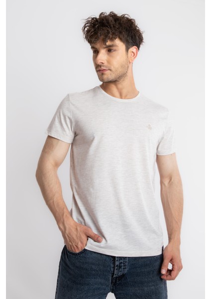 Erkek/ Baskılı O-Yaka T-Shirt Premiver - Kahve Melanj fiyatları