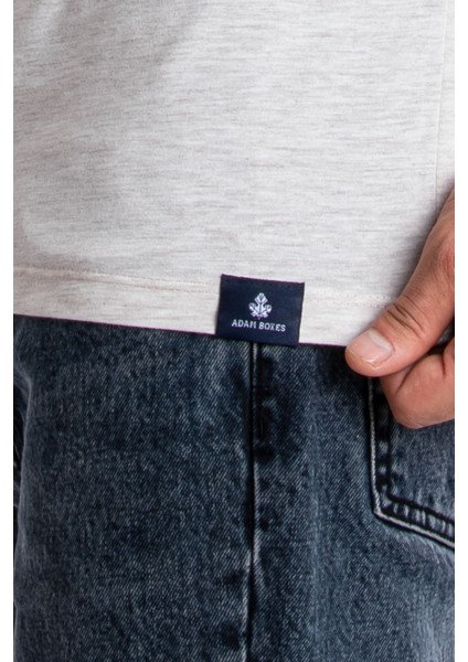 Erkek/ Baskılı O-Yaka T-Shirt Premiver - Kahve Melanj indirimleri