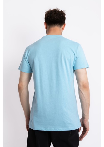 Erkek/ Baskılı O-Yaka T-Shirt Premiver - Açık Mavi modelleri