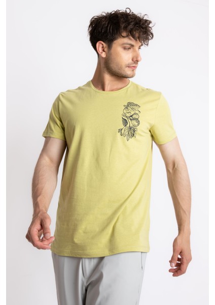 Erkek/ Baskılı O-Yaka T-Shirt Bandos - Açık Haki fiyatları