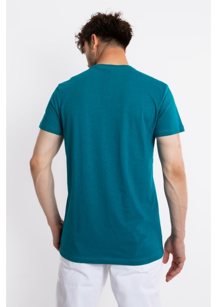 Erkek/ Baskılı O-Yaka T-Shirt Premiver - Göl Yeşili modelleri