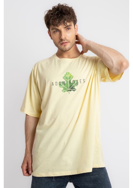 Erkek/ Baskılı Oversize O-Yaka T-Shirt Suelto - Açık Sarı fiyatları