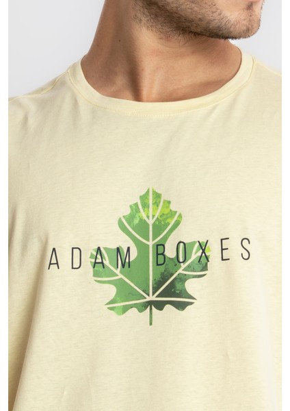 Erkek/ Baskılı Oversize O-Yaka T-Shirt Suelto - Açık Sarı indirimleri