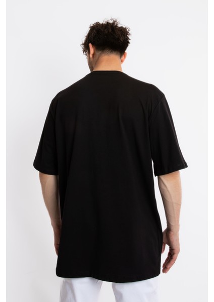 Erkek/ Oversize O-Yaka T-Shirt Basuelto - Siyah fırsatları
