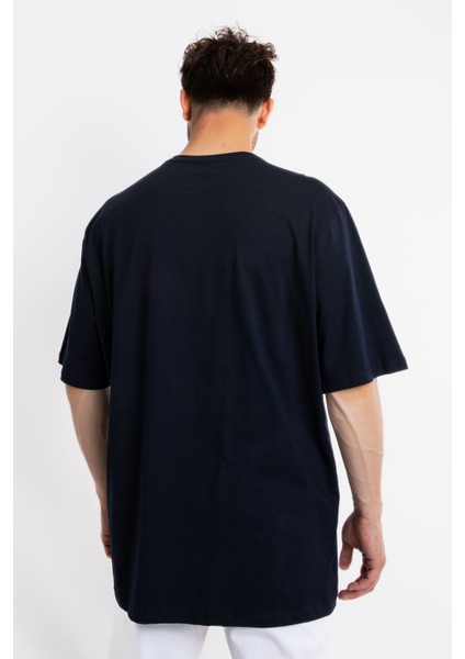 Erkek/ Oversize O-Yaka T-Shirt Basuelto - Lacivert fırsatları