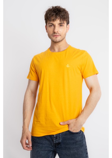 Erkek/ Baskılı O-Yaka T-Shirt Premiver - Koyu Sarı