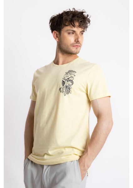 Erkek/ Baskılı O-Yaka T-Shirt Bandos - Açık Sarı fiyatları