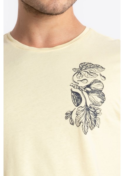 Erkek/ Baskılı O-Yaka T-Shirt Bandos - Açık Sarı fırsatları