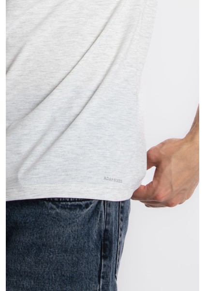 Erkek/ O-Yaka Cepli T-Shirt Bolsillo - Gri Melanj indirimleri