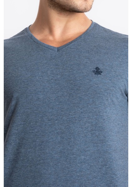 Erkek/ V-Yaka T-Shirt Veralpes - Lacivert Melanj fırsatları