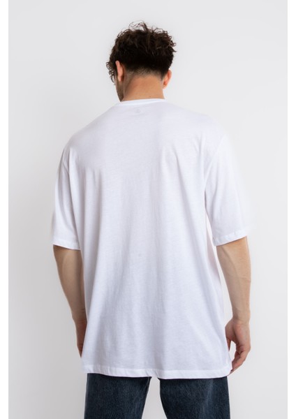 Erkek/ Oversize O-Yaka T-Shirt Basuelto - Beyaz fırsatları