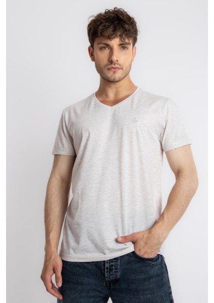 Erkek/ V-Yaka T-Shirt Veralpes - Kahve Melanj fiyatları