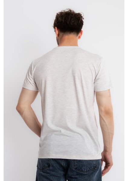 Erkek/ V-Yaka T-Shirt Veralpes - Kahve Melanj modelleri