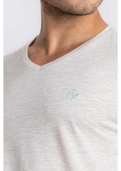 Erkek/ V-Yaka T-Shirt Veralpes - Kahve Melanj fırsatları