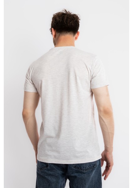 Erkek/ O-Yaka Cepli T-Shirt Bolsillo - Kahve Melanj modelleri