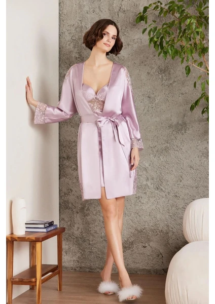 Pierre Cardin 6000 Kadın Dantelli Saten 6'lı Set-Rose