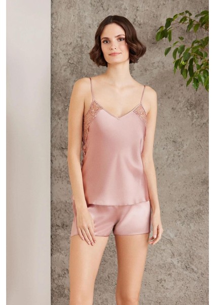6000 Kadın Dantelli Saten 6'lı Set-Brandy