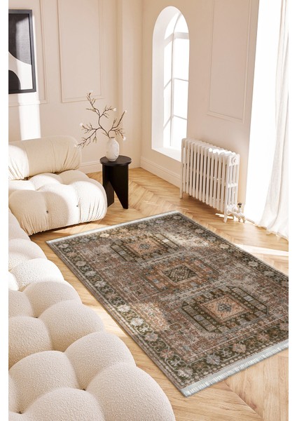 Roslyn Home Eskitme Vintage Yıkanabilir Kaymaz Taban Kilim Dijital Baskı Yolluk Kadife Kumaş Dokuma Taban Halı