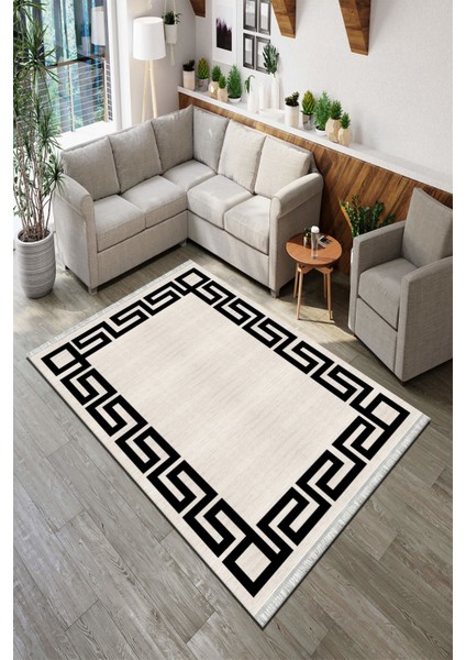 Roslyn Home Çizgili Modern Yıkanabilir Halı Kesme Yolluk Kilim Kadife Kumaş Dokuma Taban Halı Mutfak Halısı