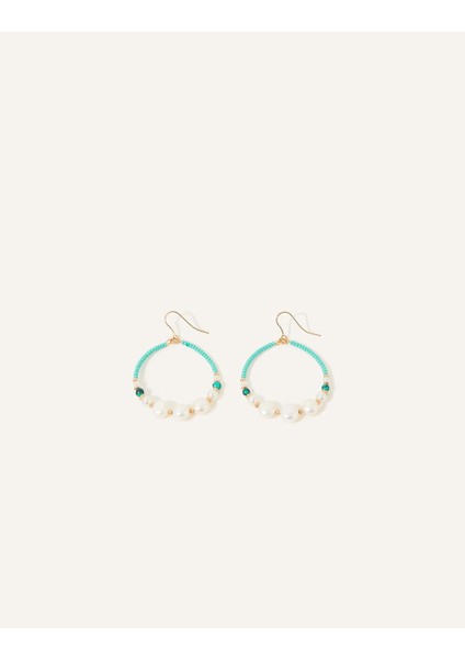 Inci Boncuklu Halka Küpe modelleri