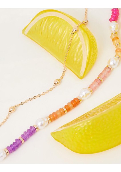 Katmanlı Inci ve Taş Kolye