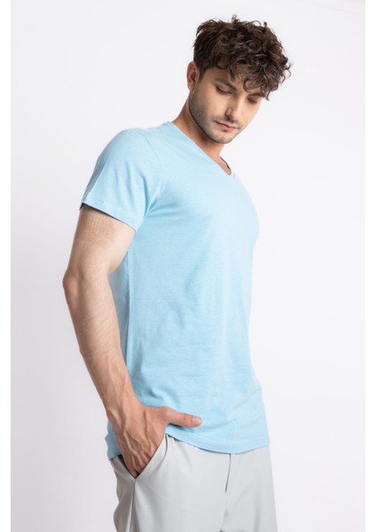 Erkek/ V-Yaka T-Shirt Veralpes - Açık Mavi fiyatları