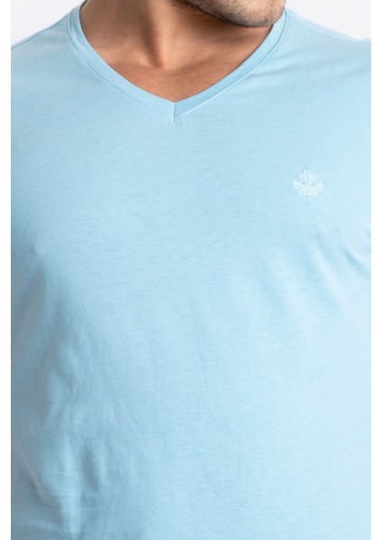 Erkek/ V-Yaka T-Shirt Veralpes - Açık Mavi fırsatları