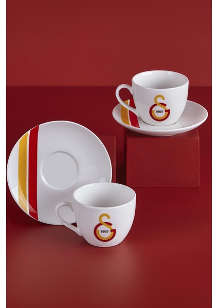 N3473 Galatasaray Lisanslı Çizgili 2'Li Çay Fincan Takımı