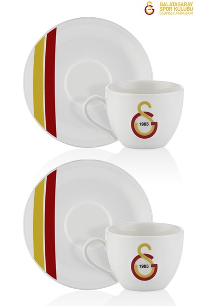 N3473 Galatasaray Lisanslı Çizgili 2'Li Çay Fincan Takımı modelleri