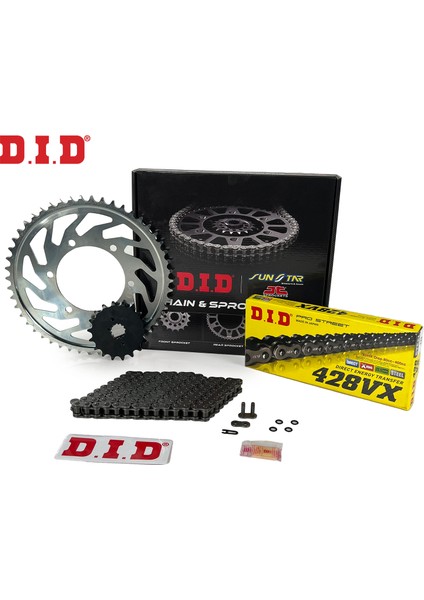 Zincir Dişli Seti Yamaha MT-125 (125 Cc) (2015-2020) / Zincir : DID-428VX (ÇELIK)-132 / Dişli: Jt (14T) - Sunstar (48T) / Yamaha / MT-125 / 125CC / 2015-2016-2017-2018-2019-2020