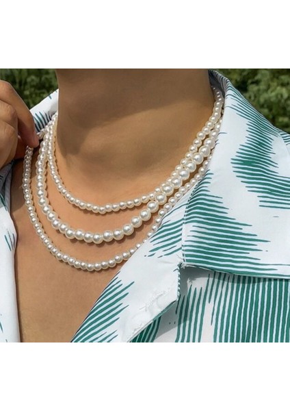 Elegan Store Kararmaz 3 Lü Inci Kolye