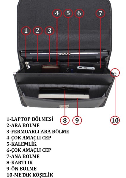 Kilit Mekanizmalı Erkek Evrak Çantası 15,6 Inç Laptop Bölmeli Omuz Askılı