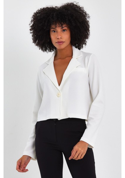 Astarsız Crop Blazer Ceket (B22-21400)