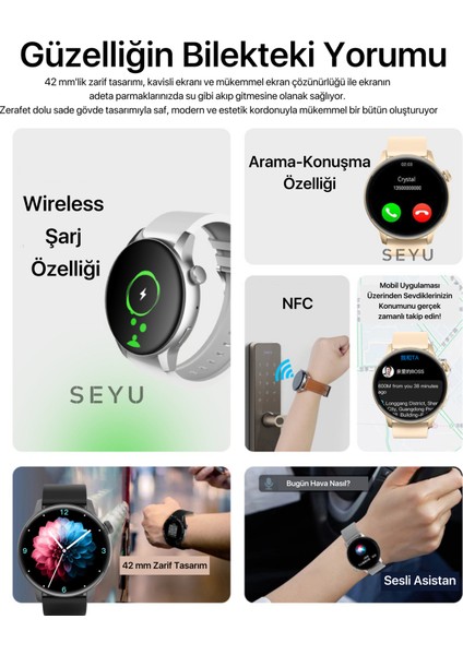 Seyu Watch Watch G3 Pro Mini Akıllı Saat 42MM Iphone Android Tüm Telefonlara Uyumlu