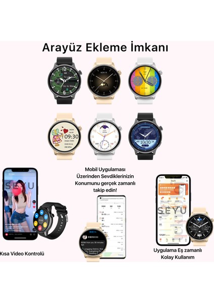 Seyu Watch Watch G3 Pro Mini Akıllı Saat 42MM Iphone Android Tüm Telefonlara Uyumlu