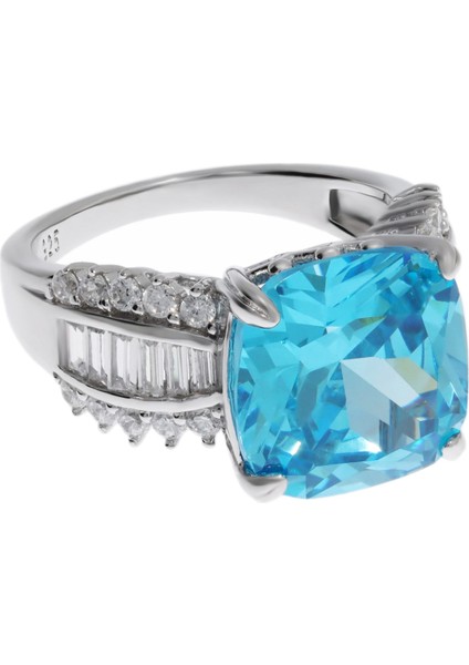 Kadın Mavi Taş Detay Gösterişli Yüzük