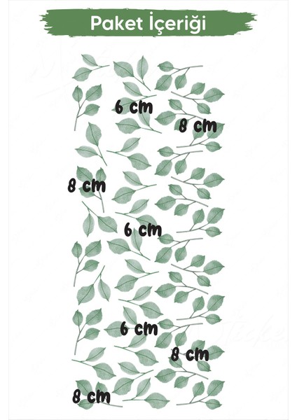 Bohem Şeffaf Yeşil Yapraklar Sticker Seti 40 Adet Cam Duvar Sticker Seti modelleri