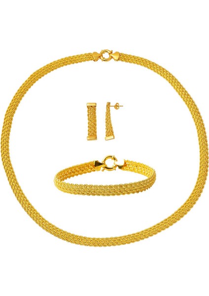 4 Sıra Burgu Örgülü Altın Set