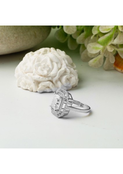 14 Ayar Beyaz Altın Baget Yüzük modelleri