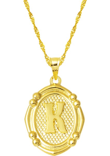 14 Ayar Italyan K Harfi Altın Kolye