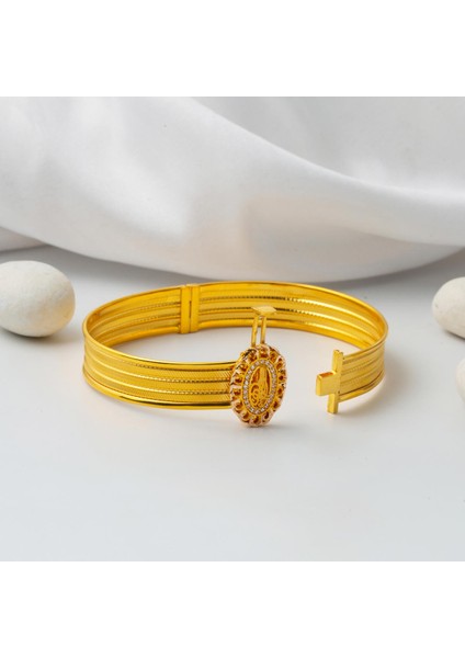Tuğralı 3 Sıra Trabzon Hasır Kelepçe Altın Bilezik modelleri