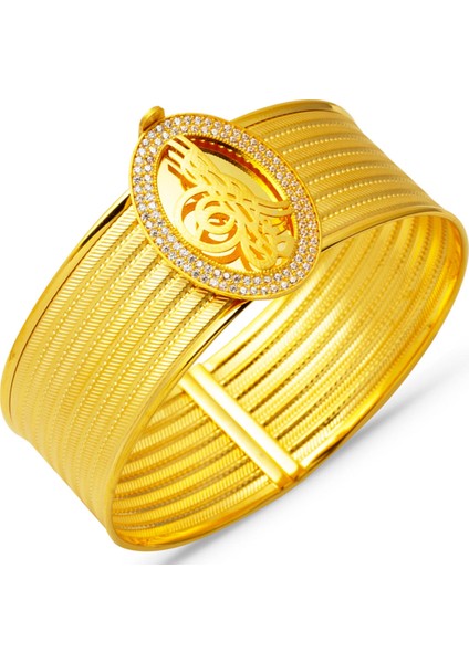 Trabzon Hasır 7 Sıra Tuğralı Altın Kelepçe Bilezik