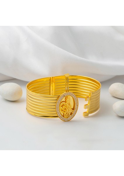 Trabzon Hasır 7 Sıra Tuğralı Altın Kelepçe Bilezik modelleri