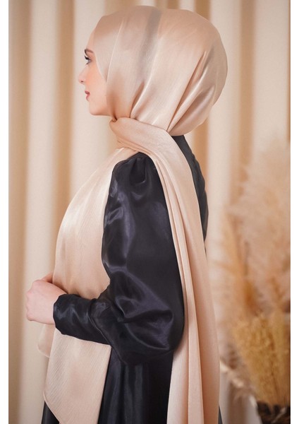 Abiye Janjan Parlak Saten Dokulu Tesettür Abiye Şifon Şal modelleri