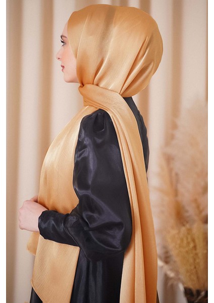 Abiye Janjan Parlak Saten Dokulu Tesettür Abiye Şifon Şal modelleri