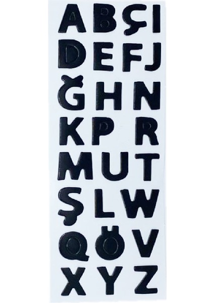 Sticker Kabartmalı Stiker Defter, Planlayıcı Etiket Siyah Harfler (CB398) 16X7 cm