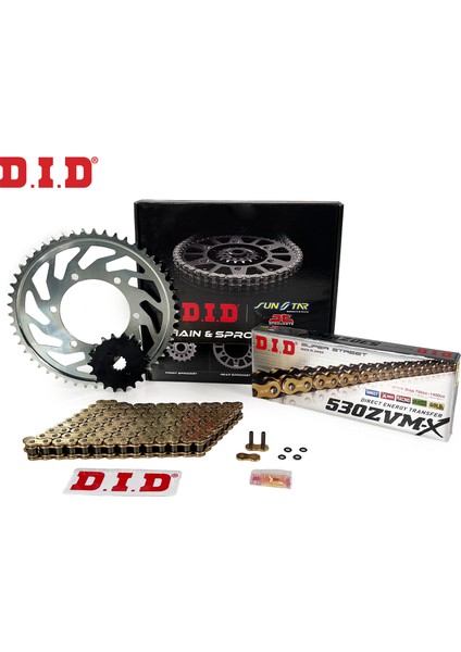 Zincir Dişli Seti Trıumph Sprint St (955 Cc) (2002-2004) / Zincir : DID-530ZVM-X (GOLD)-108 / Dişli: Sunstar (18T) - Jt (43T) / Trıumph / Sprint St / 955CC / 2002-2003-2004